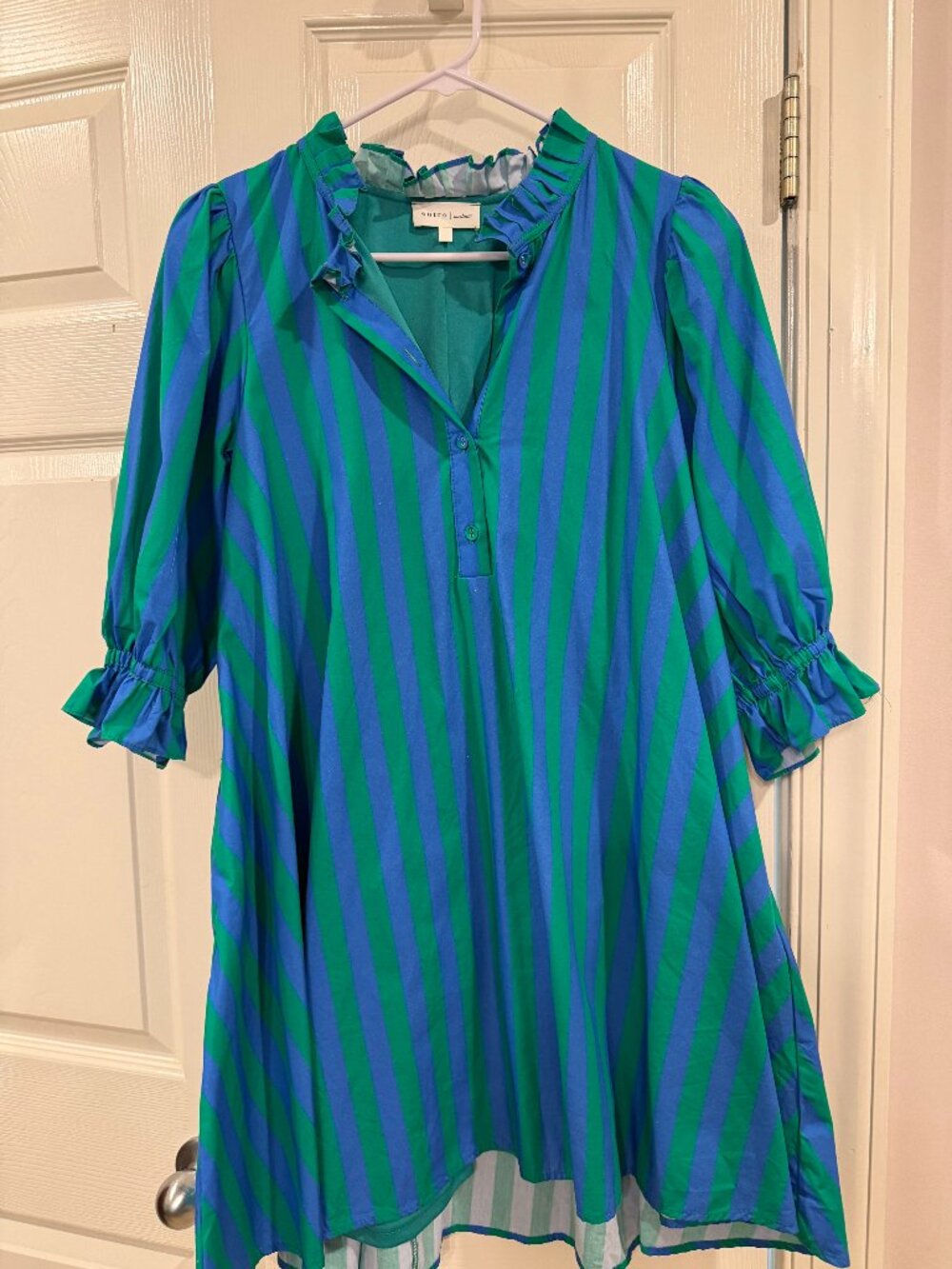 Entro Medium Striped Dress Blue/Green